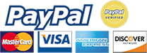 PayPal, MasterCard, VISA, American Express, Discover