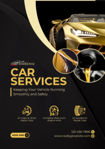 Black and Gold Modern Car Services Flyer