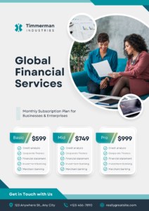 Blue Minimalist Financial Services Pricing Flyer