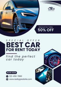 Blue Modern Best Car Sale Car Rental Flyer