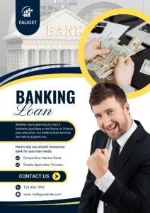 Navy and Yellow Modern Banking Loan Flyer