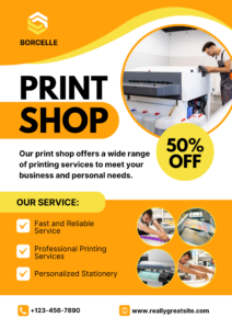 Orange And Yellow Modern Print Shop Flyer